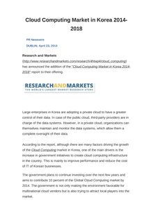 Cloud Computing Market in Korea 2014-2018