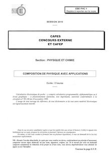 Composition de physique avec applications 2010 CAPES de physique-chimie CAPES (Externe)
