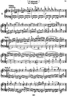 Partition complète, 12 Variations, Variations on an Allegretto, B♭ major par Wolfgang Amadeus Mozart