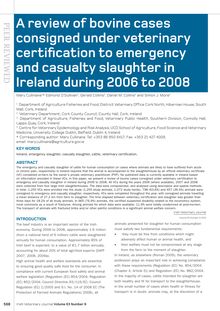 A review of bovine cases consigned under veterinary certification to emergency and casualty slaughter in Ireland during 2006 to 2008