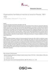 Organisations familiales et marché du travail en Russie, 1861-1922 - article ; n°1 ; vol.14, pg 121-162