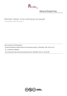 Michelet, Hetzel, et les véroniques du peuple - article ; n°80 ; vol.23, pg 6-20