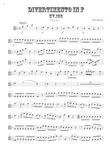 Partition viole de gambe, Divertimento, Salzburg Symphony No.3, F major
