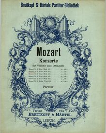 Partition couverture couleur, violon Concerto No.2, D major, Mozart, Wolfgang Amadeus