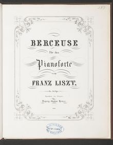 Partition Berceuse (S.172/2), Collection of Liszt editions, Volume 10