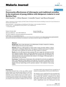 Community effectiveness of chloroquine and traditional remedies in the treatment of young children with falciparum malaria in rural Burkina Faso