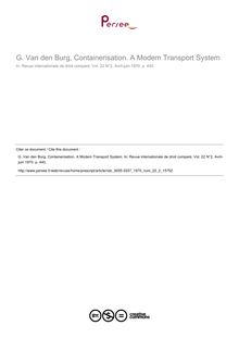 G. Van den Burg, Containerisation. A Modem Transport System - note biblio ; n°2 ; vol.22, pg 440-440