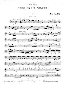 Partition violon, Piano Trio en C minor, C minor, Delmas, Marc