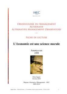 L économie est une science morale - d Amartya Sen