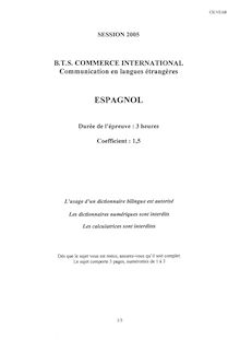 Espagnol 2005 BTS Commerce international à référentiel Européen