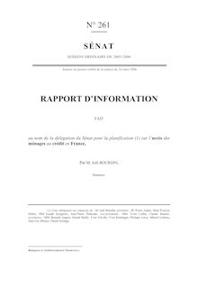 Rapport d information fait au nom de la délégation du Sénat pour la planification sur l accès des ménages au crédit en France