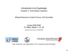 Introduction a la Cryptologie Chapitre Arithmetique modulaire