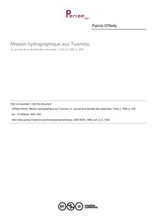 Mission hydrographique aux Tuamotu - article ; n°2 ; vol.2, pg 229-229