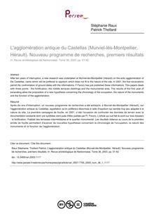 L agglomération antique du Castellas (Murviel-lès-Montpellier, Hérault). Nouveau programme de recherches, premiers résultats - article ; n°1 ; vol.36, pg 51-92