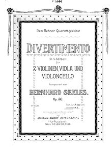 Partition violon 1, Divertimento, Divertimento (im 4 Sätzen) für 2 Violinen, viola und violoncello