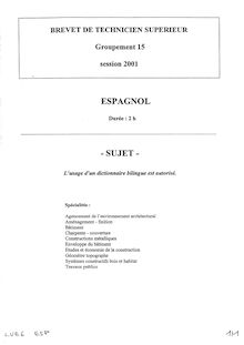 Espagnol 2001 BTS Étude et économie de la construction