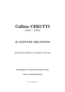 Partition complète, Il giovane organista, Cerutti, Callisto