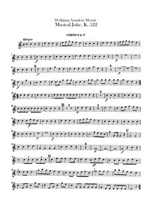 Partition cor 1, 2 (F), Ein musikalischer Spaß, Ein musikalischer Spass ; A Musical Joke ; Divertimento