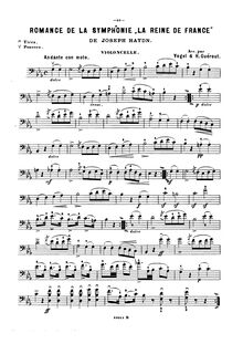 Partition de violoncelle, Symphony No.85 en B♭ major, “La Reine”