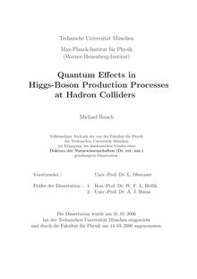 Quantum effects in Higgs-boson production processes at hadron colliders [Elektronische Ressource] / Michael Rauch