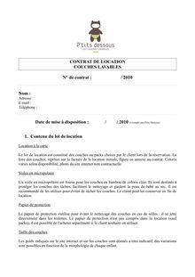 CONTRAT DE LOCATION COUCHES LAVABLES N° de contrat : / 2010 Nom ...