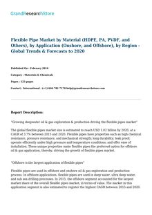 Flexible Pipe Market by Material (HDPE, PA, PVDF, and Others), by Application (Onshore, and Offshore), by Region - Global   Trends & Forecasts to 2020