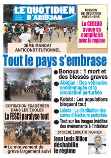 Le Quotidien d’Abidjan n°2951 - du mardi 20 Octobre 2020