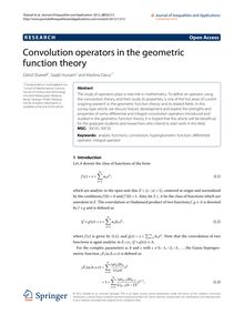 Convolution operators in the geometric function theory