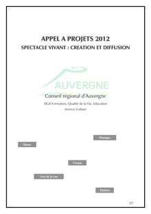 règlement appel a projets creation 2012