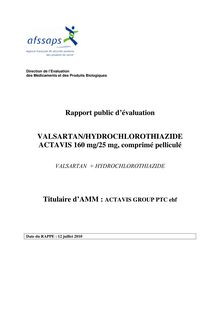 Valsartan Hydrochlorothiazide 160 mg-25 mg, comprimé pelliculé