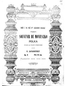 Partition complète, Souvenir de Moniuszko, Memory of Moniuszko, Zavadowsky, P