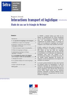 Interactions transport et logistique - Etude de cas sur le ...