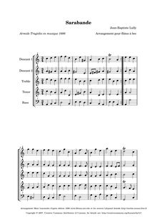 Partition Sarabande (Act I, sc.3) - score, Armide, Lully, Jean-Baptiste