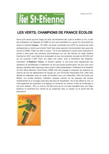 LES VERTS, CHAMPIONS DE FRANCE ÉCOLOS