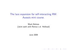 The lace expansion for self interacting RW: Aussois mini course