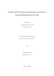 Evolution of microstructure during long-term creep of a tempered martensite ferritic steel [Elektronische Ressource] / von Ali Aghajani Bazazi