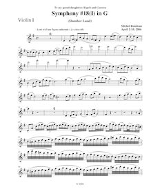 Partition violons I, Symphony No.18, B-flat major, Rondeau, Michel