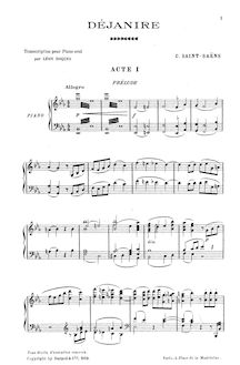 Partition de piano, Déjanire, Saint-Saëns, Camille