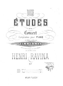Partition complète, 12 Etudes de Concert, Ravina, Jean Henri