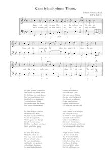 Partition Kann ich mit einem Tone, BWV Anh.34, 7 Geistliche Oden und ein Gedicht