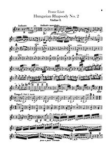 Partition violons I, II, Hungarian Rhapsody No.2, Lento a capriccio