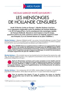 Les mensonges de Hollande censurés