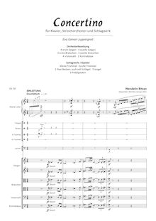 Partition complète, Concertino pour piano, corde orchestre et percussion