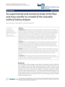 An experimental and numerical study of the flow and mass transfer in a model of the wearable artificial kidney dialyzer