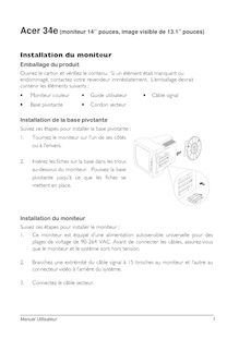 Notice Moniteurs Acer  34E
