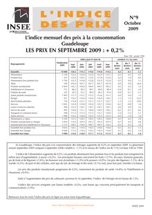 Lindice mensuel des prix à la consommation de Guadeloupe en septembre 2009 : + 0,2%