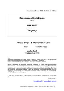 Ressources statistiques sur Internet