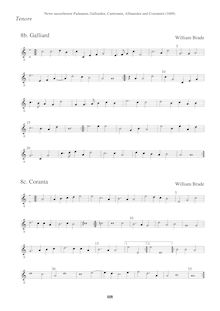 Partition ténor en G2 clef (Galliard + Coranta), Newe ausserlesene Paduanen, Galliarden, Cantzonen, Allmand und Couranten par William Brade
