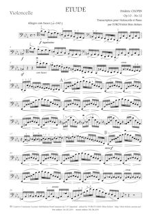 Partition de violoncelle, Etudes Op.10, Chopin, Frédéric par Frédéric Chopin
