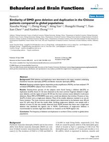 Similarity of DMD gene deletion and duplication in the Chinese patients compared to global populations